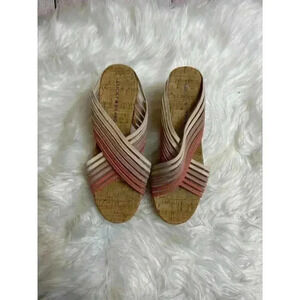 Lucky Slides Wedge Cork Heels Sandals Women's Size 8.5